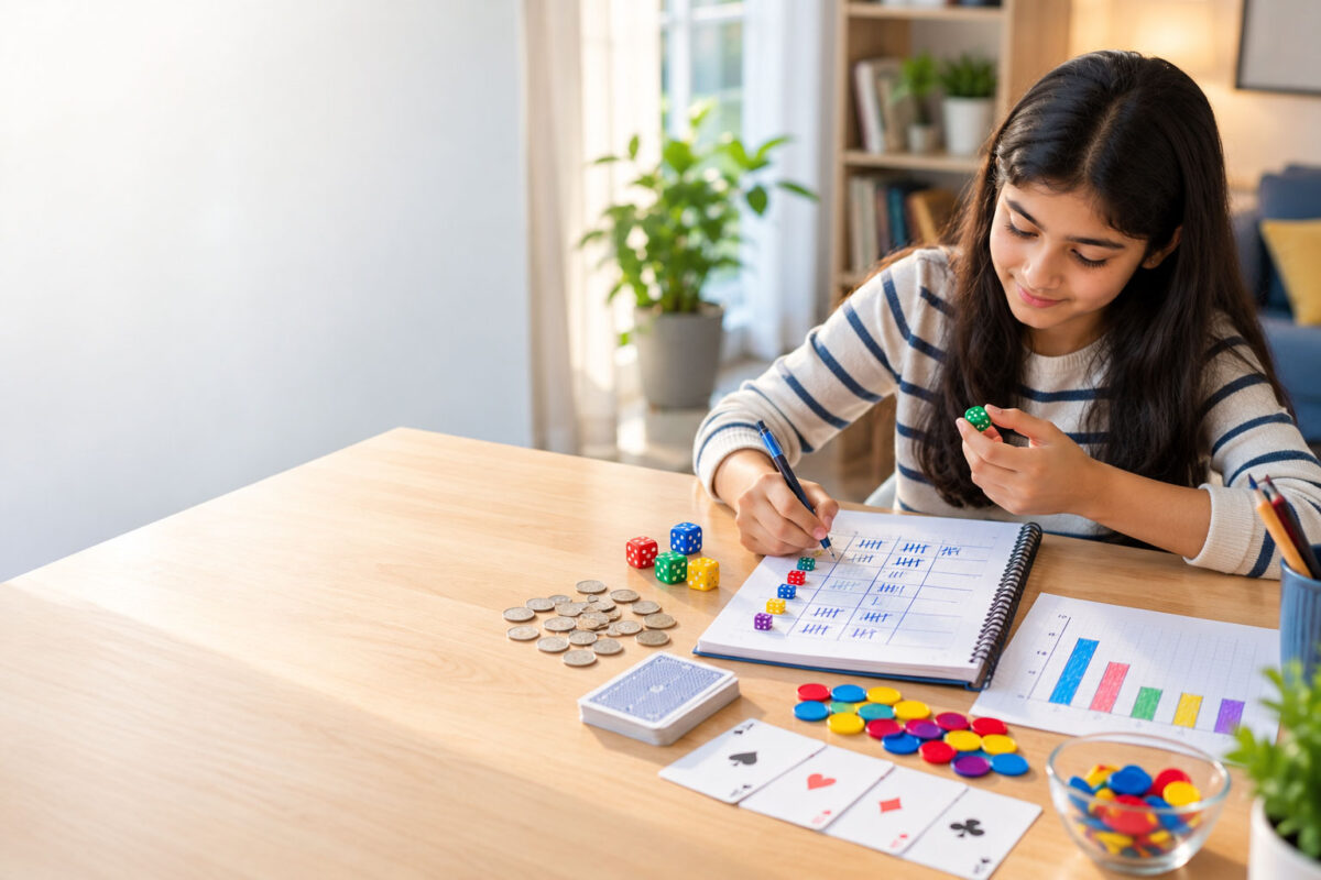 Student learning probability in maths through a dice and coin experiment